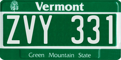 VT license plate ZVY331