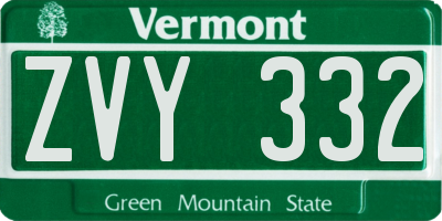 VT license plate ZVY332