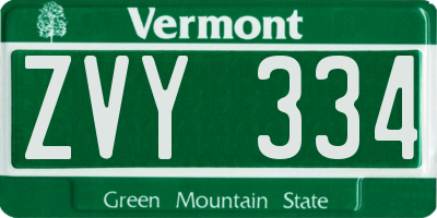 VT license plate ZVY334