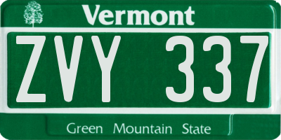VT license plate ZVY337