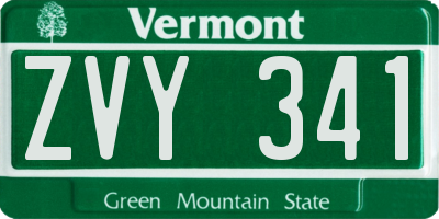 VT license plate ZVY341
