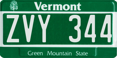 VT license plate ZVY344