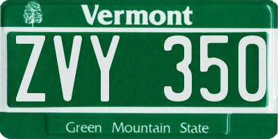VT license plate ZVY350