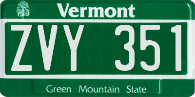 VT license plate ZVY351
