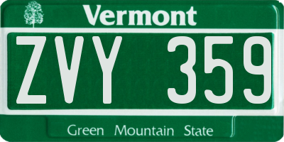 VT license plate ZVY359