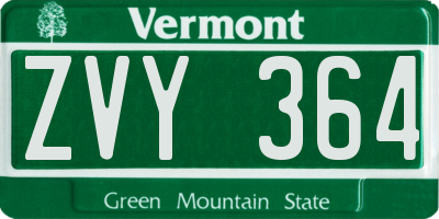 VT license plate ZVY364