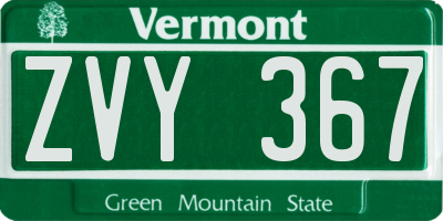 VT license plate ZVY367