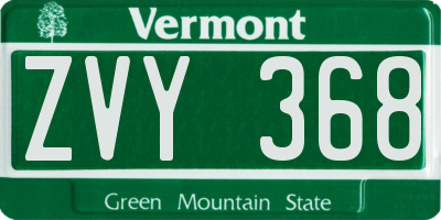 VT license plate ZVY368