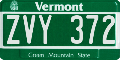 VT license plate ZVY372