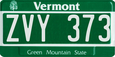VT license plate ZVY373