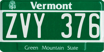 VT license plate ZVY376