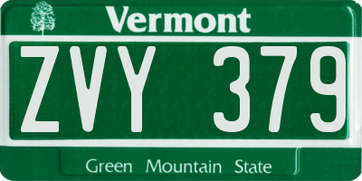 VT license plate ZVY379