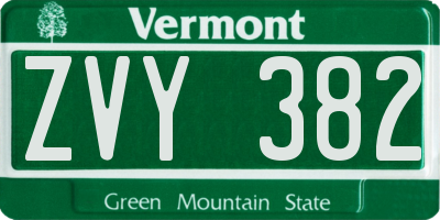 VT license plate ZVY382