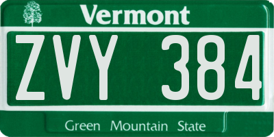 VT license plate ZVY384