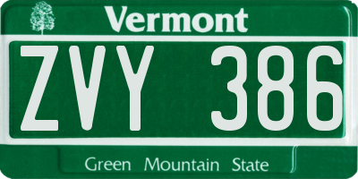 VT license plate ZVY386