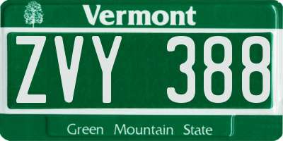 VT license plate ZVY388