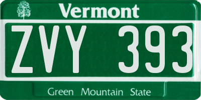 VT license plate ZVY393