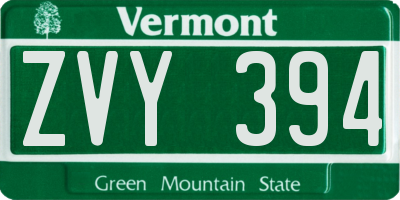 VT license plate ZVY394