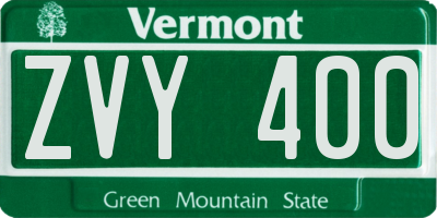 VT license plate ZVY400