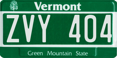 VT license plate ZVY404