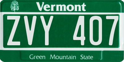 VT license plate ZVY407