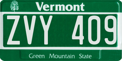 VT license plate ZVY409