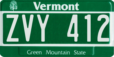VT license plate ZVY412
