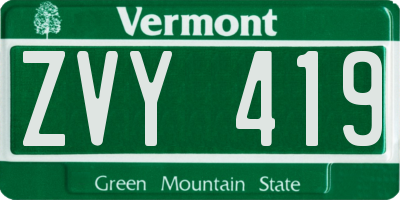 VT license plate ZVY419