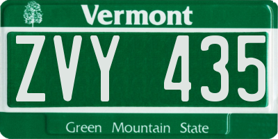 VT license plate ZVY435