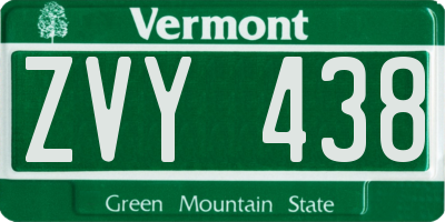 VT license plate ZVY438