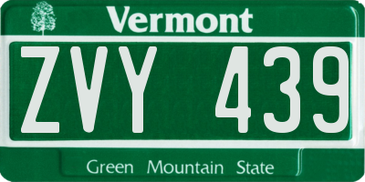 VT license plate ZVY439
