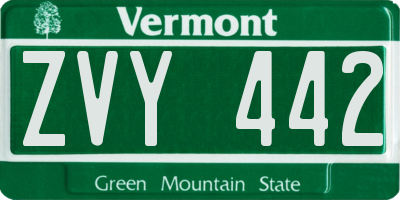 VT license plate ZVY442