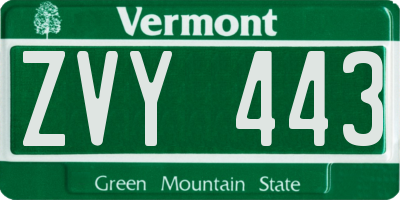 VT license plate ZVY443