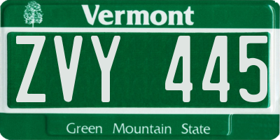 VT license plate ZVY445