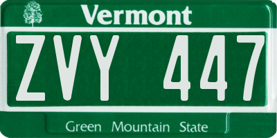 VT license plate ZVY447