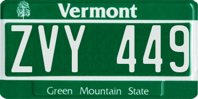 VT license plate ZVY449