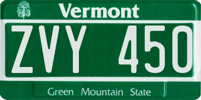 VT license plate ZVY450