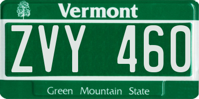 VT license plate ZVY460