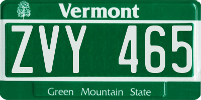 VT license plate ZVY465