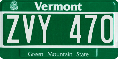 VT license plate ZVY470