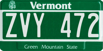 VT license plate ZVY472