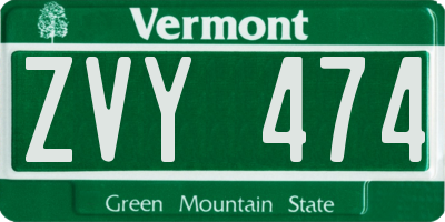 VT license plate ZVY474