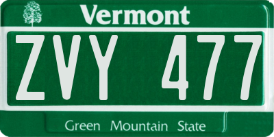 VT license plate ZVY477
