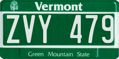 VT license plate ZVY479
