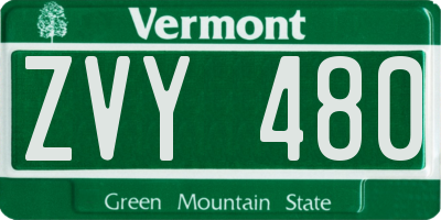 VT license plate ZVY480