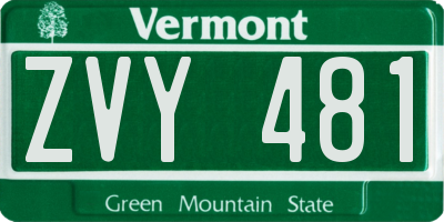 VT license plate ZVY481