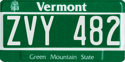 VT license plate ZVY482