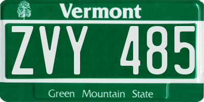 VT license plate ZVY485