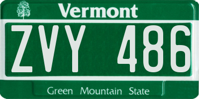 VT license plate ZVY486