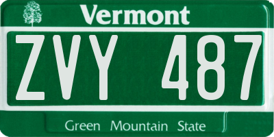 VT license plate ZVY487